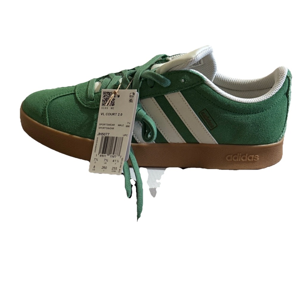 Adidas VL Court 2.0 Unisex M8/W9.5 Green NEW JH5077 Suede Gum Sole Sneakers - Picture 5 of 14